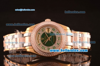 Rolex Day-Date Automatic Movement Diamond&Green Dial with Diamond Rose Gold Bezel and Green Marking