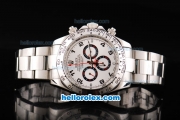 Rolex Daytona II Automatic Movement Silver Case with White Dial and Black Numeral Marker-SS Strap