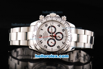 Rolex Daytona II Automatic Movement Silver Case with White Dial and Black Numeral Marker-SS Strap