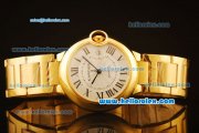 Cartier Ballon bleu de Automatic Full Gold Case with White Dial and SS Strap