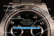 Rolex Daytona Chrono Clone Rolex 4130 Automatic Steel Case with Black Dial and Black Rubber Strap - 1:1 Origianl (EF)