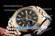 Rolex Datejust II Asia 2813 Automatic Two Tone Case/Bracelet with Black Dial and Stick Markers (B