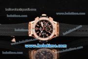 Hublot Big Bang Swiss Valjoux 7750 Automatic Movement Rose Gold Case with Diamond Bezel-Black Dial and Black Rubber Strap