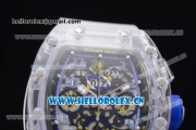 Richard Mille RM 011 Felipe Massa Flyback Chronograph Swiss Valjoux 7750 Automatic Sapphire Crystal Case with Skeleton Dial Blue Inner Bezel and Aerospace Nano Translucent Strap