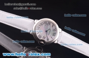 Cartier Ballon bleu de Swiss Quartz Steel Case with White MOP Dial and White Leather Strap