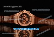 Audemars Piguet Royal Oak Chronograph Swiss Valjoux 7750 Rose Gold Case with Black Leather Strap Brown Dial and Gold Three Subdials 1:1 Original EF