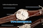 Longines Master 2824 Auto Steel Case with White Dial and Brown Leather Strap