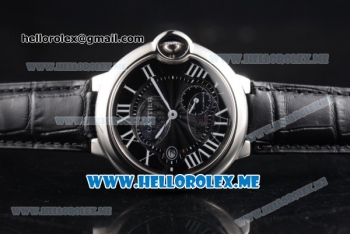 Cartier Ballon Bleu De Large Asia 2813 Automatic Steel Case with Black Dial and Black Leather Strap Roman Numeral Markers