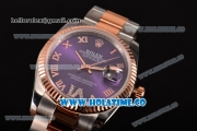 Rolex Datejust Asia 2813 Automatic Rose Gold/Steel Case with Purple Dial and Rose Gold Bezel (BP)