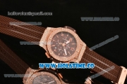 Hublot Big Bang Chrono Miyota OS20 Quartz Rose Gold Case with Brown Dial Arabic Numeral/Stick Markers and Diamonds Bezel