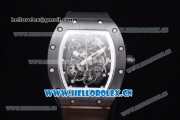 Richard Mille RM 055 Miyota 9015 Automatic PVD Case with Skeleton Dial Dot Markers and Black Rubber Strap