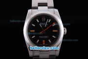 Rolex Milgauss Automatic Movement Silver Case with Black Dial and Stick Marker-SS Strap