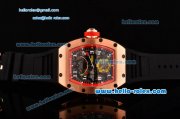Richard Mille RM036 ST28-UP Automatic Rose Gold Case with Black Rubber Strap White Markers and Skeleton Dial - 7750 Coating