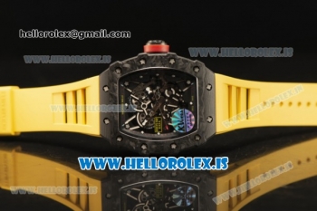 Richard Mille RM35-02 Carbon Fiber With Miyota 9015 Movement 1:1 Clone Yellow Rubber