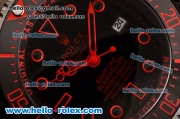 Rolex Sea-Dweller Bamford Asia 2813 Automatic PVD Case with PVD Strap Black Dial Red Markers