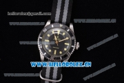 Rolex Submariner Vintage Asia 2813 Automatic Steel Case with Black Dial Black/Grey Nylon Strap and Dot Markers