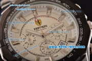 Ferrari Chrono Miyota OS20 Quartz Steel Case PVD Bezel with Steel Strap and White Dial