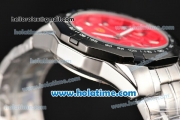 Ferrari Rattrapante Chrono Miyota OS20 Quartz Steel Case with PVD Bezel Red Dial and Stick Markers