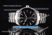 Omega Seamaster Planet Ocean GMT Clone Omega 8605 Automatic Stainless Steel Case/Bracelet with Black Dial and Stick/Arabic Numeral Markers (BP) Omega Seamaster Planet Ocean GMT Clone Omega 8605 Automatic Stainless Steel Case/Bracelet with Black Dial and Stick/Arabic Numeral Markers (BP)