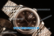 Rolex Datejust 37mm Swiss ETA 2836 Automatic Steel Case with Jubilee Steel Bezel Grey Dial Diamonds Steel Bracelet