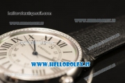 Cartier Ronde Solo Cartier Diamond Bezel Equipment Ronda 763 1:1 Clone White Dial With Black Leather
