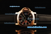 Panerai Luminor Marina Automatic Movement Rose Gold Case with Red/White Arabic Numeral Markers and Black Leather Strap