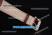 Audemars Piguet Jules Audemars Clone AP Calibre 3120 Automatic Rose Gold Case with Stick Markers Silver Dial and Brown Leather Strap