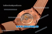Audemars Piguet Royal Oak 39MM Miyota 9015 Automatic Rose Gold Case with White Dial Brown Leather Strap and Stick Markers (BP)