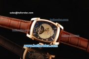 Parmigiani Kalpa XL Swiss Tourbillon Manual Winding Movement Rose Gold Case with Brown Leather Strap