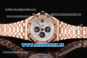 Audemars Piguet Royal Oak Offshore Seiko VK67 Quartz Rose Gold Case/Bracelet with White Dial and Arabic Numeral Markers