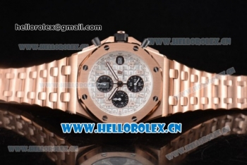 Audemars Piguet Royal Oak Offshore Seiko VK67 Quartz Rose Gold Case/Bracelet with White Dial and Arabic Numeral Markers