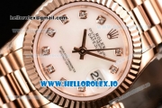 Rolex Datejust Swiss ETA 2671 Automatic Rose Gold Case with White Dial Diamonds Markers and Rose Gold Bracelet (BP)