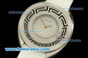 Versace Destiny Swiss Quartz Movement Steel Case with White Dial and White Leather Strap