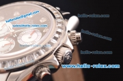 Rolex Daytona Swiss Valjoux 7750-SHG Automatic Steel Case with Diamond Bezel - Black Dial and Black Leather Strap