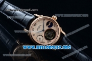 Patek Philippe Grand Complication Swiss Tourbillon Manual Winding Rose Gold Case with Rose Gold Dial Roman Numeral Markers and Black Leather Strap