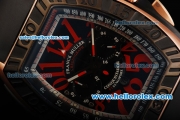 Franck Muller Conquistador F1 Singapore GP Chronograph Quartz Movement Rose Gold Case with Black Dial and Black Bezel