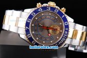 Rolex Yacht-Master II Oyster Perpetual Swiss ETA 2813 Automatic Two Tone ETA Case with Blue Bezel and Grey Dial