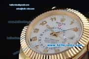 Rolex Sky-Dweller Asia 2813 Automatic Gold Case with Black Leather Strap and White Dial