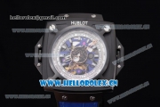 Hublot Masterpiece MP 08 Antikythera Sunmoon Asia 2813 Automatic PVD Case Skeleton Dial Blue Leather Strap and White Markers