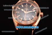 Omega Seamaster Planet Ocean 600 M Co-Axial Clone Omega 8501 Automatic Rose Gold Case with Black Dial and White Stick/Arabic Numeral Markers