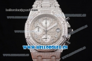 Audemars Piguet Royal Oak Offshore Seiko VK67 Quartz Steel/Diamonds Case with Arabic Numeral Markers and Grey Dial