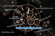 Hublot Big Bang Chronograph Quartz Movement Full Ceramic Case with Black Dial and Black Rubber Strap-Silver Numeral Marker