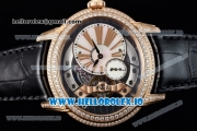 Audemars Piguet Millenary Miyota 9015 Automatic Rose Gold Case White Dial With Roman Numeral Markers Black Leather Strap