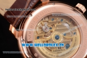 Audemars Piguet Jules Audemars Dual Time Asia ST25 Automatic Rose Gold Case Brown Dial Stick Markers and Brown Leather Strap