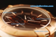 Omega Constellation Swiss ETA Quartz Movement Rose Gold Bezel with Brown Dial and Stick Markers - Lady Model