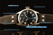 IWC Pilot Swiss Quartz Steel Case with Black Dial and Black Leather Strap-White Markers IWC Pilot Swiss Quartz Steel Case with Black Dial and Black Leather Strap-White Markers
