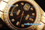 Rolex Day-Date Swiss ETA 2824 Automatic Movement Case with Diamond Markers/Bezel and Gold Strap