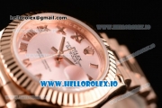 Rolex Datejust Swiss ETA 2671 Automatic Rose Gold Case with Pink Dial Roman Numeral Markers and Rose Gold Bracelet (BP)