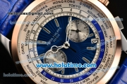 Patek Philippe Complicated World Time Chrono Miyota Quartz Steel Case with White/Blue Dial and Rose Gold Bezel