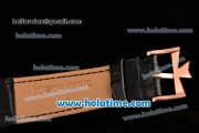 Vacheron Constantin Malte Asia 2813 Automatic Rose Gold Case with Black Leather Strap White Dial and Stick Markers